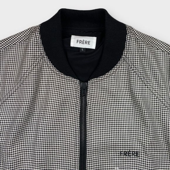 $3795 FRÈRE Men's L Houndstooth New York Designer Full Zip Bomber Jacket Frere - Picture 3 of 11